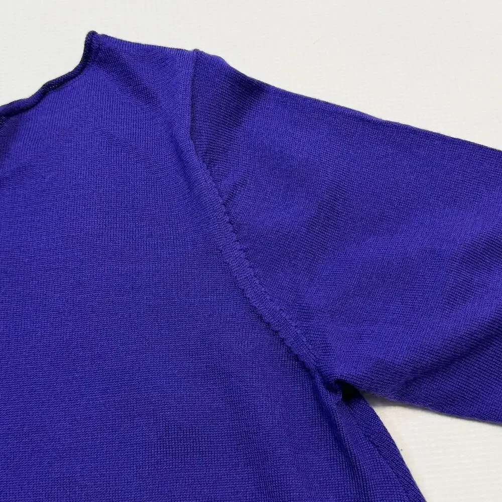 Eileen Fisher Sweater Womens Medium Purple Merino Wool Boat Neck Knit Tunic